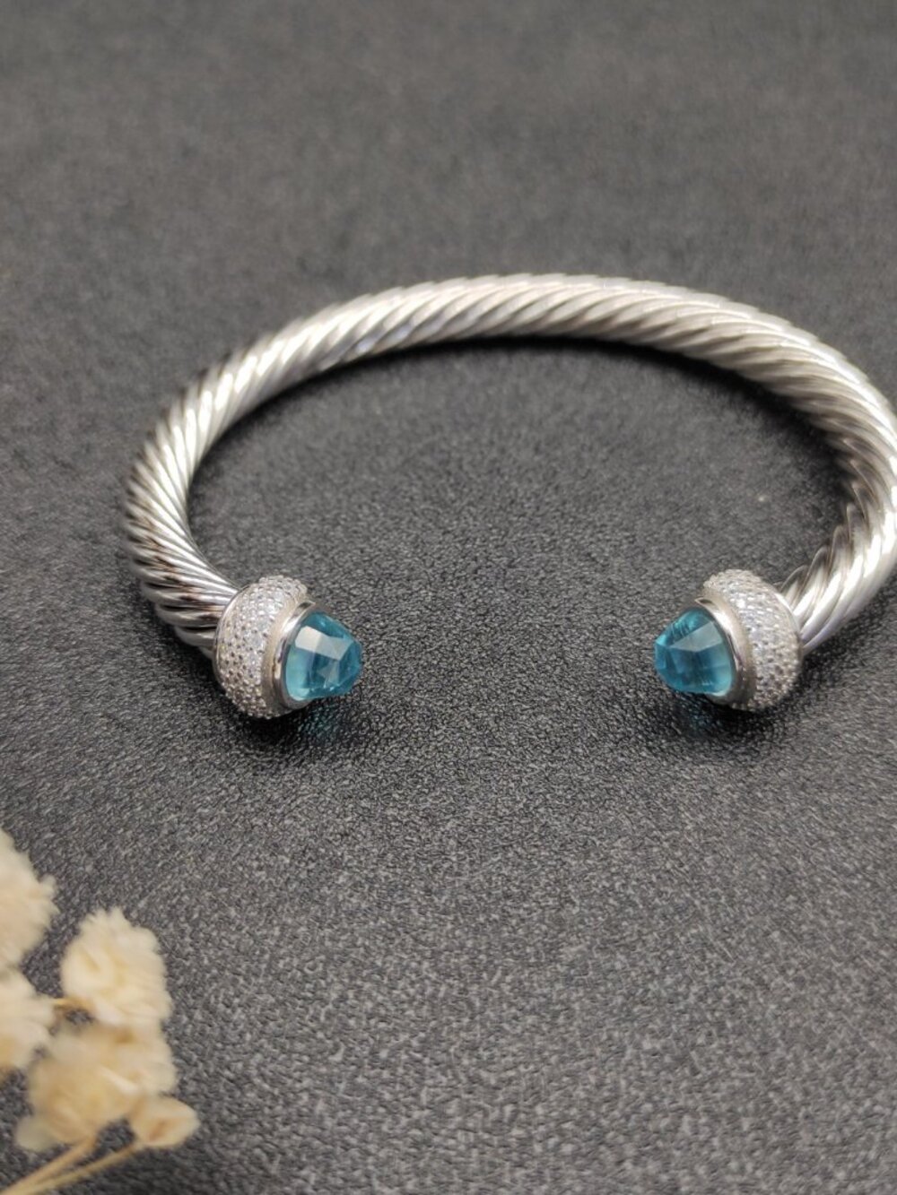 David Yurman 7mm full-diamond blue diamond bracelet - Picture 7 of 7